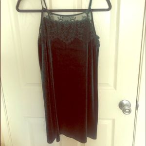 Forest green velvet mini dress